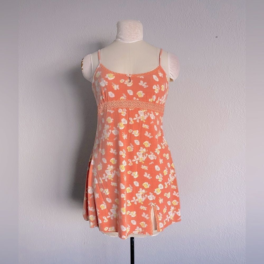 Victorias Secret Angels Y2k Orange Floral Mini Dress Size M